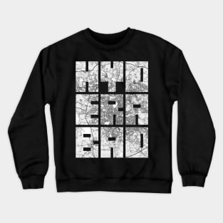 Hyderabad, India City Map Typography - Light Crewneck Sweatshirt